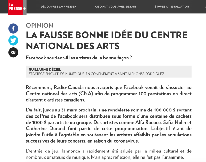 2020-03-29-La-Presse-Plus-Guillaume-Déziel-la-fausse-bonne-idée-du-centre-national-des-arts-du-canada-facebook-streaming
